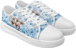 Blue Rose Women's Fashion Canvas Sneakers Tennis Shoes Low Top Walking Shoes with Thick White Sole US 5.5-13.5