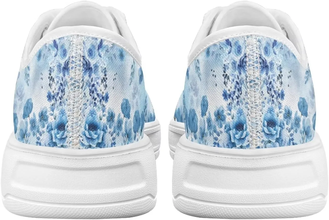 Blue Rose Women's Fashion Canvas Sneakers Tennis Shoes Low Top Walking Shoes with Thick White Sole US 5.5-13.5