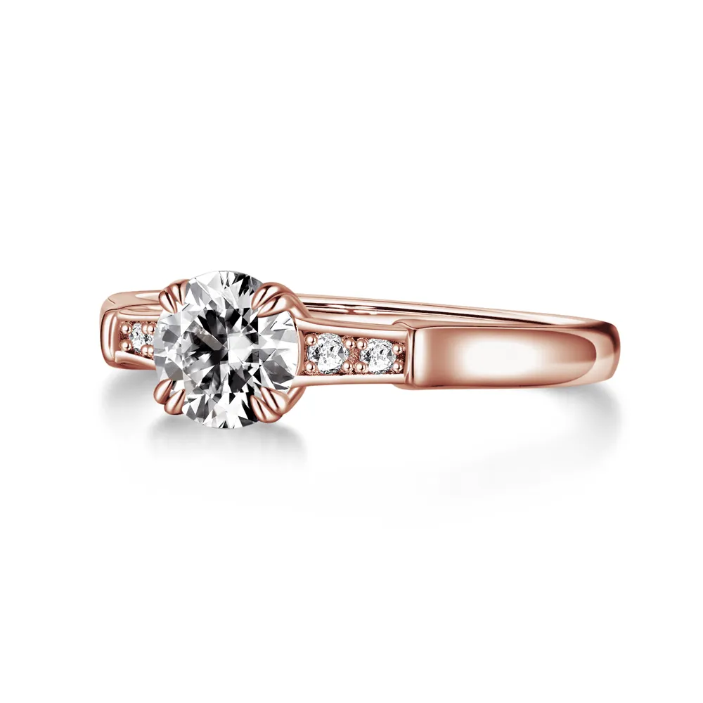 Brilliant Solitaire Round Cut Engagement Ring With Accents