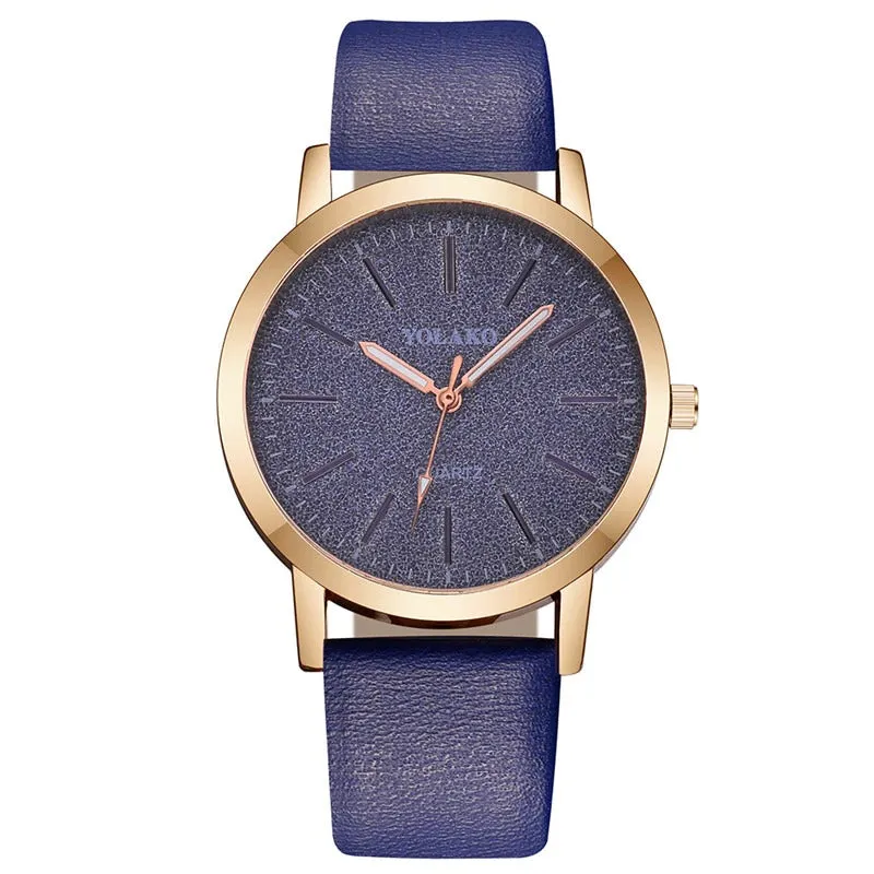 Brilliant Starry Sky Round Simple Dial with Vegan Leather Band Quartz Watches