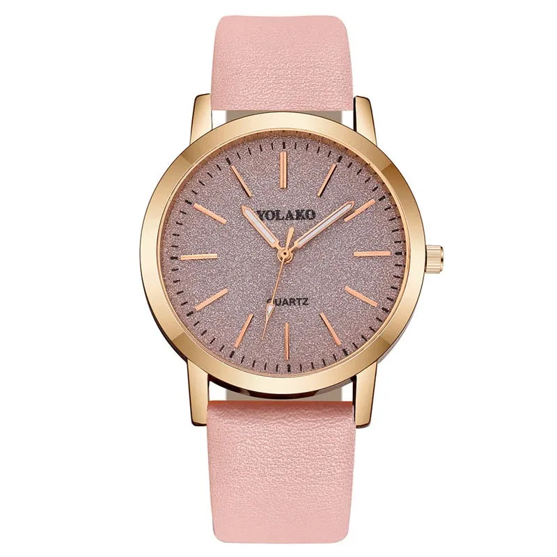Brilliant Starry Sky Round Simple Dial with Vegan Leather Band Quartz Watches