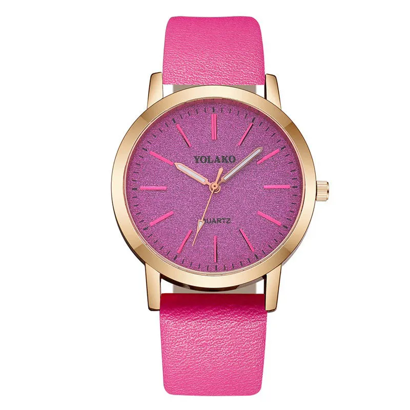 Brilliant Starry Sky Round Simple Dial with Vegan Leather Band Quartz Watches