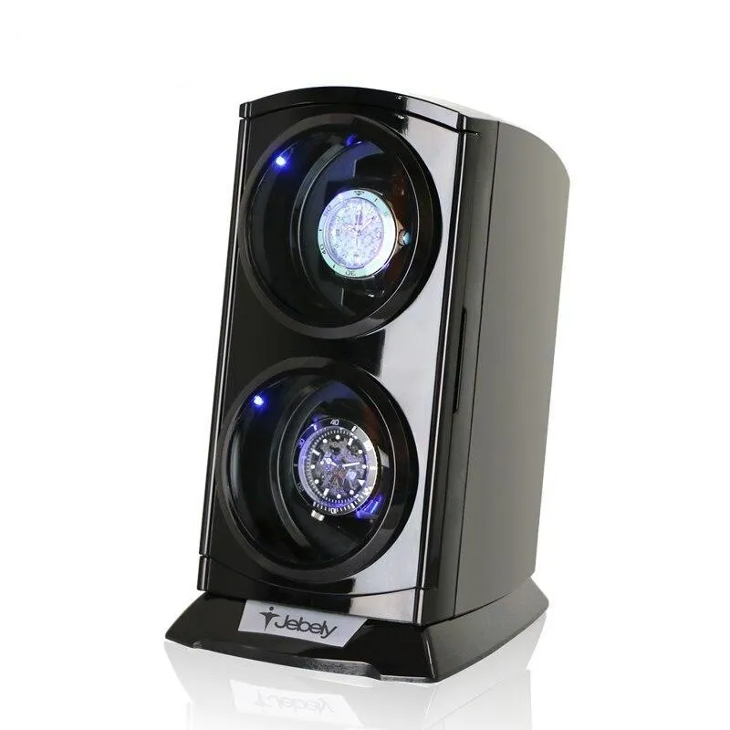 Bruno Polished Black Vertical Double Watch Winder