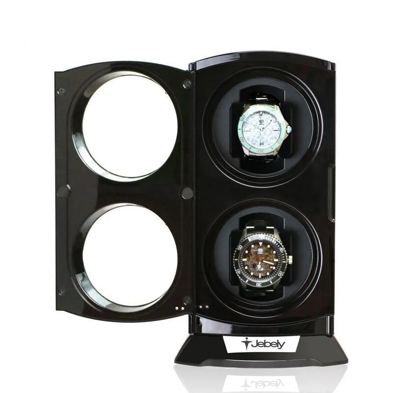 Bruno Polished Black Vertical Double Watch Winder