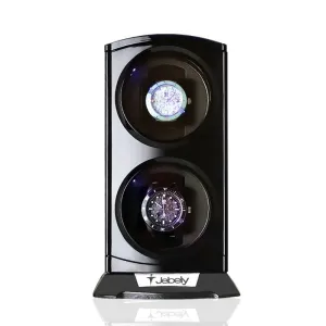 Bruno Polished Black Vertical Double Watch Winder