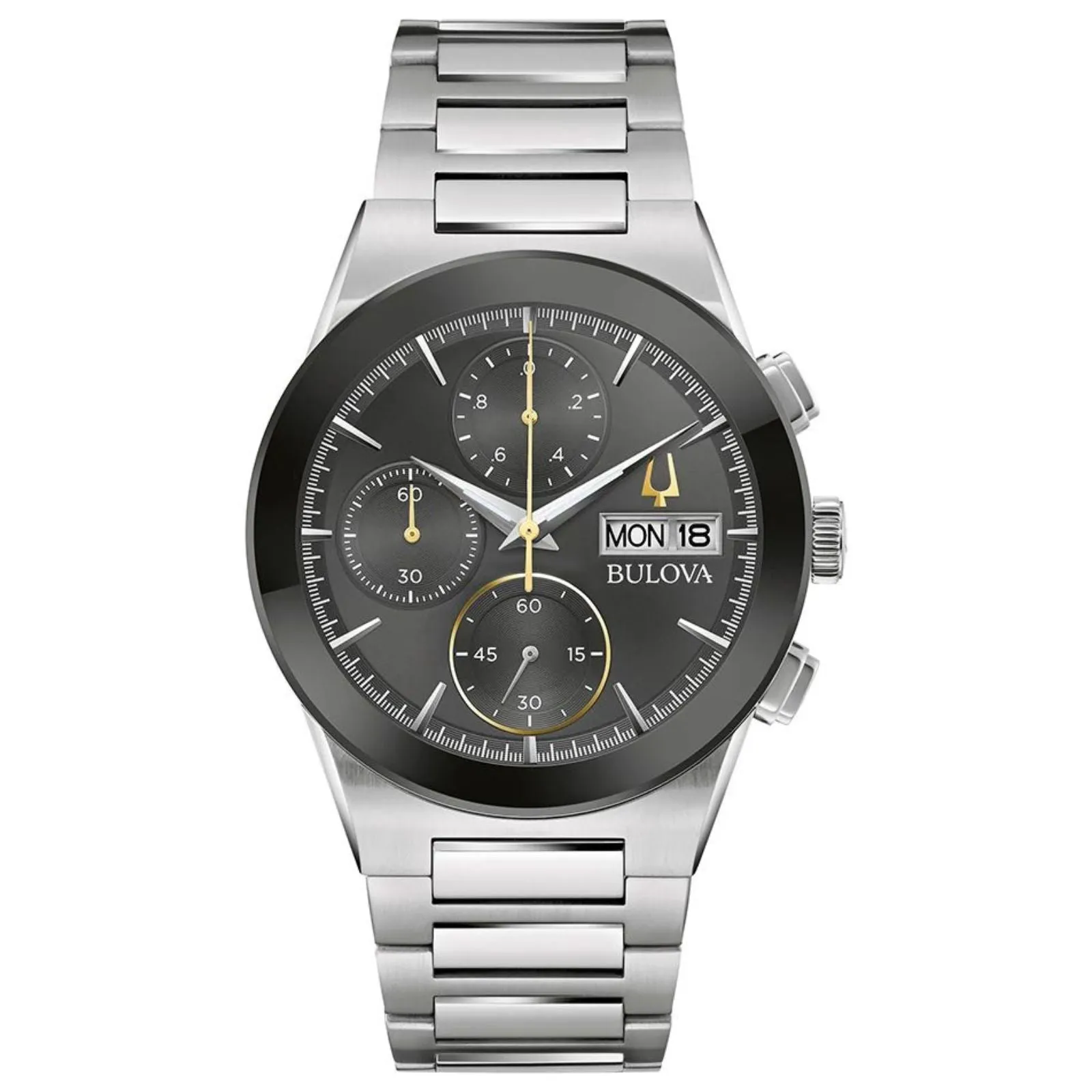 BULOVA Modern Millennia Chronograph Watch ALL Stainless Steel 96C149