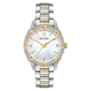 Bulova Sutton Classic Diamond Mother Of Pearl Dial Women's Watch 98R263