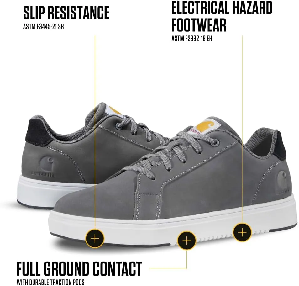 Carhartt Detroit Leather Sneakers for Men - Comfortable Shoes for Men with Wide Toe Box, Comfort Footbed and Midsole, and Slip-Resistant Outsole