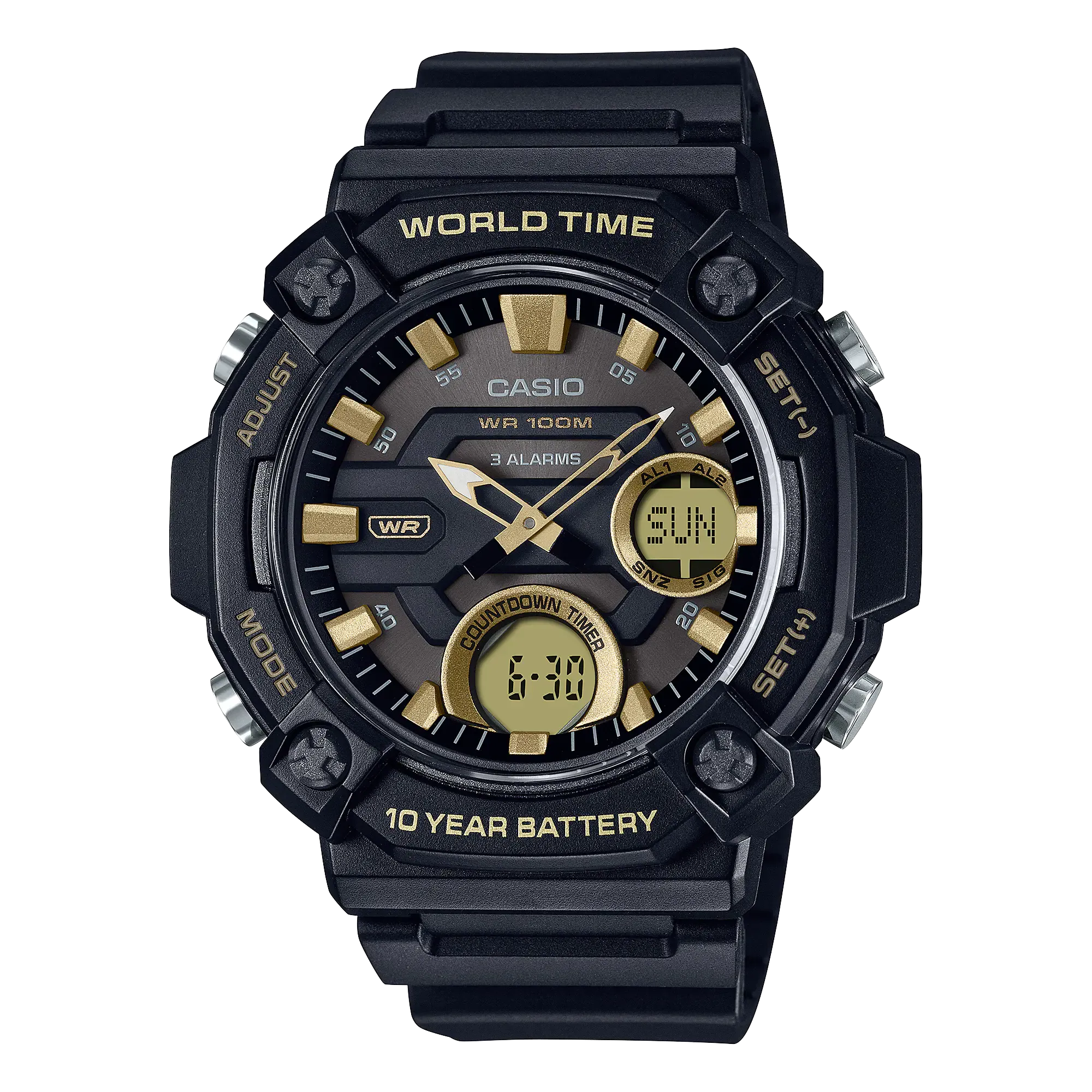 Casio Digital Analog Black Resin Band Watch AEQ120W-9A