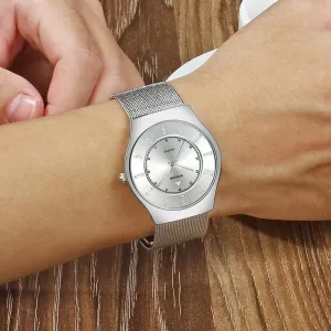 Casual Slim Mesh Steel Waterproof Quartz Watches
