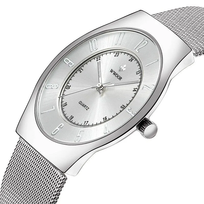 Casual Slim Mesh Steel Waterproof Quartz Watches