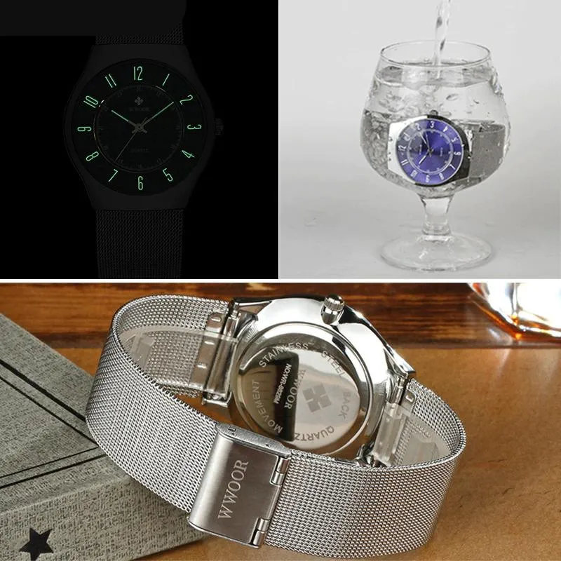 Casual Slim Mesh Steel Waterproof Quartz Watches