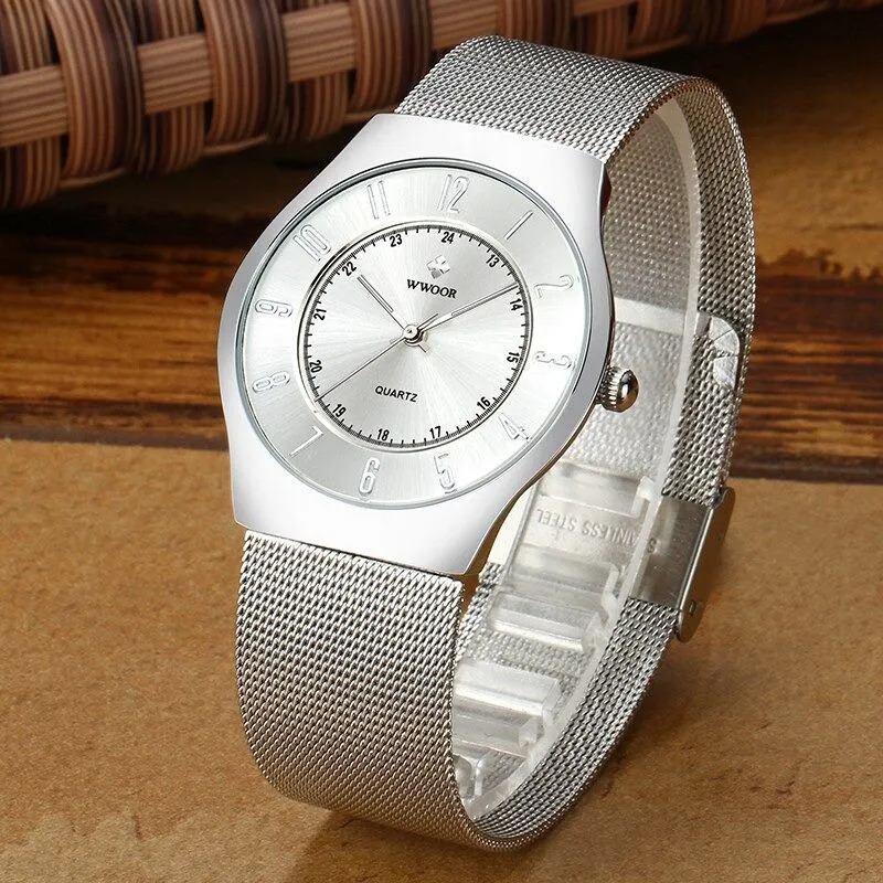 Casual Slim Mesh Steel Waterproof Quartz Watches
