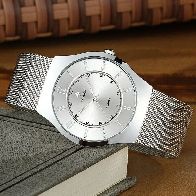 Casual Slim Mesh Steel Waterproof Quartz Watches