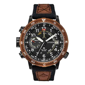 Citizen Promaster Altichron Mens Black Cordura Band Khaki Quartz Dial Watch - BN5055-05E