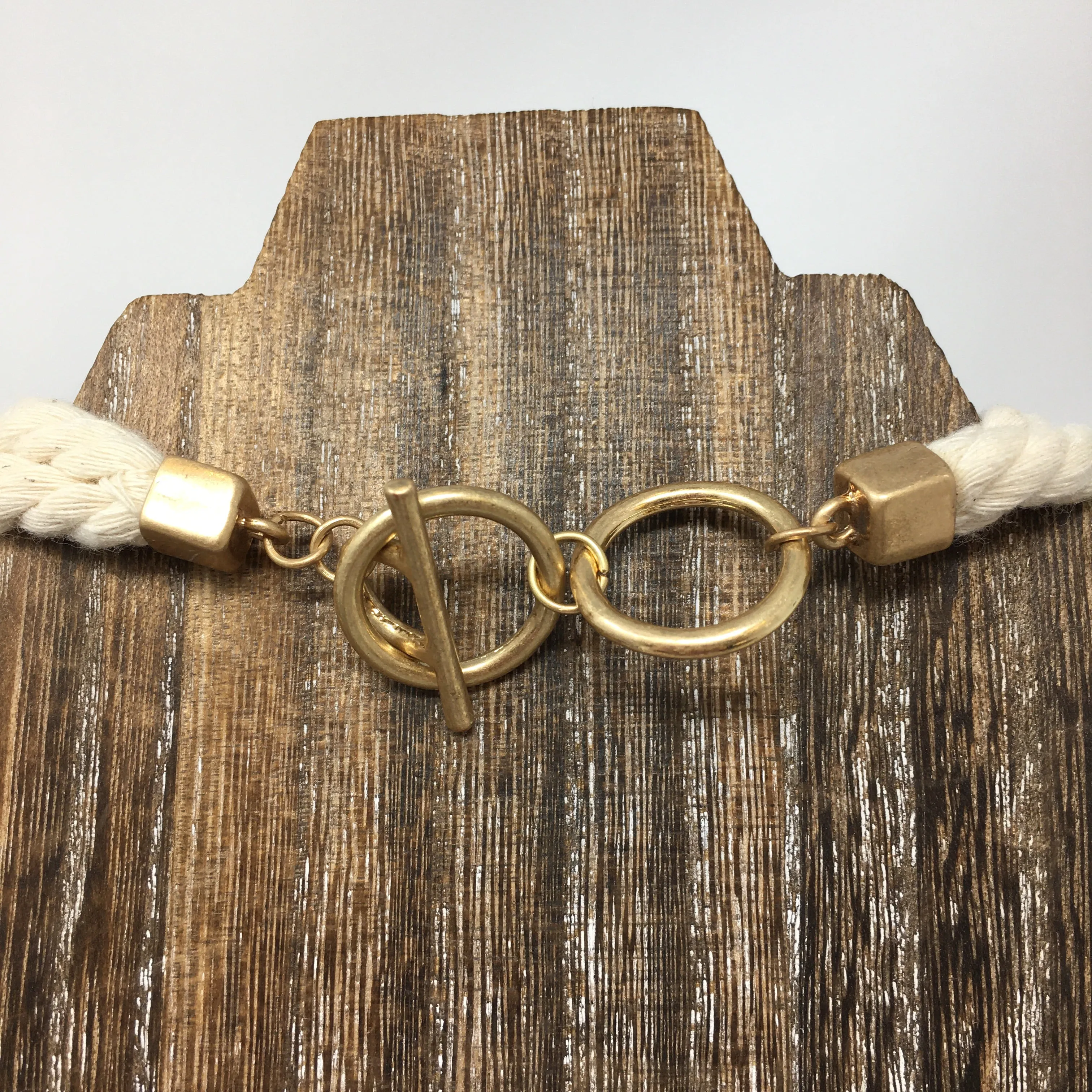 Clear Stone & Gold On Rope Necklace