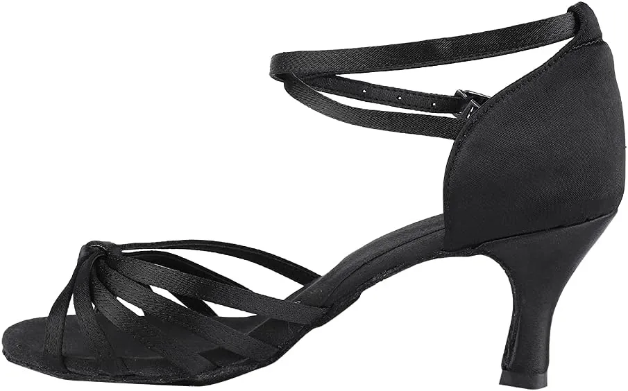 Dance Shoes, Soft Comfortable Satin Latin Dance Shoes High Heel Ballroom Shoes Fashion Women Dance Shoe Size 36-40