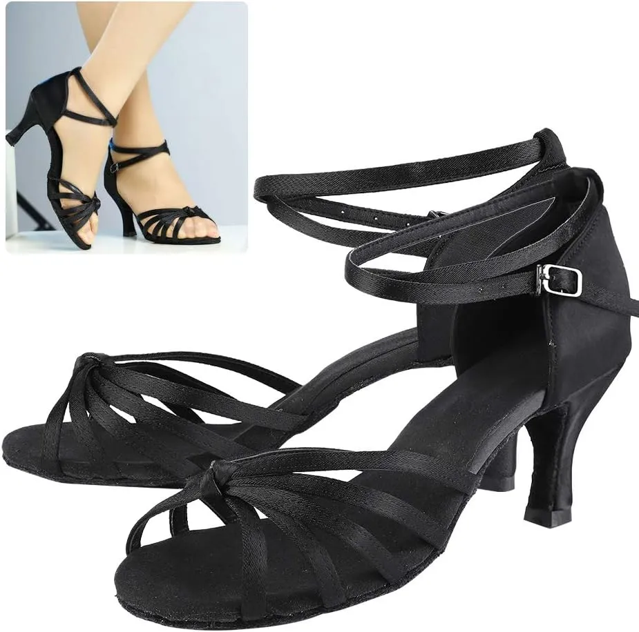 Dance Shoes, Soft Comfortable Satin Latin Dance Shoes High Heel Ballroom Shoes Fashion Women Dance Shoe Size 36-40