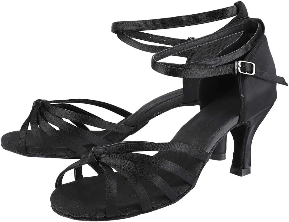 Dance Shoes, Soft Comfortable Satin Latin Dance Shoes High Heel Ballroom Shoes Fashion Women Dance Shoe Size 36-40