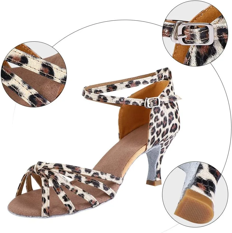 Dance Shoes, Soft Comfortable Satin Latin Dance Shoes High Heel Ballroom Shoes Fashion Women Dance Shoe Size 36-40