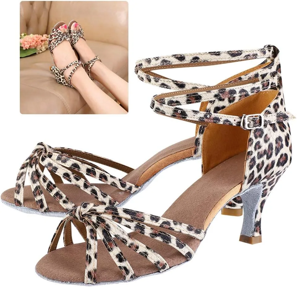 Dance Shoes, Soft Comfortable Satin Latin Dance Shoes High Heel Ballroom Shoes Fashion Women Dance Shoe Size 36-40