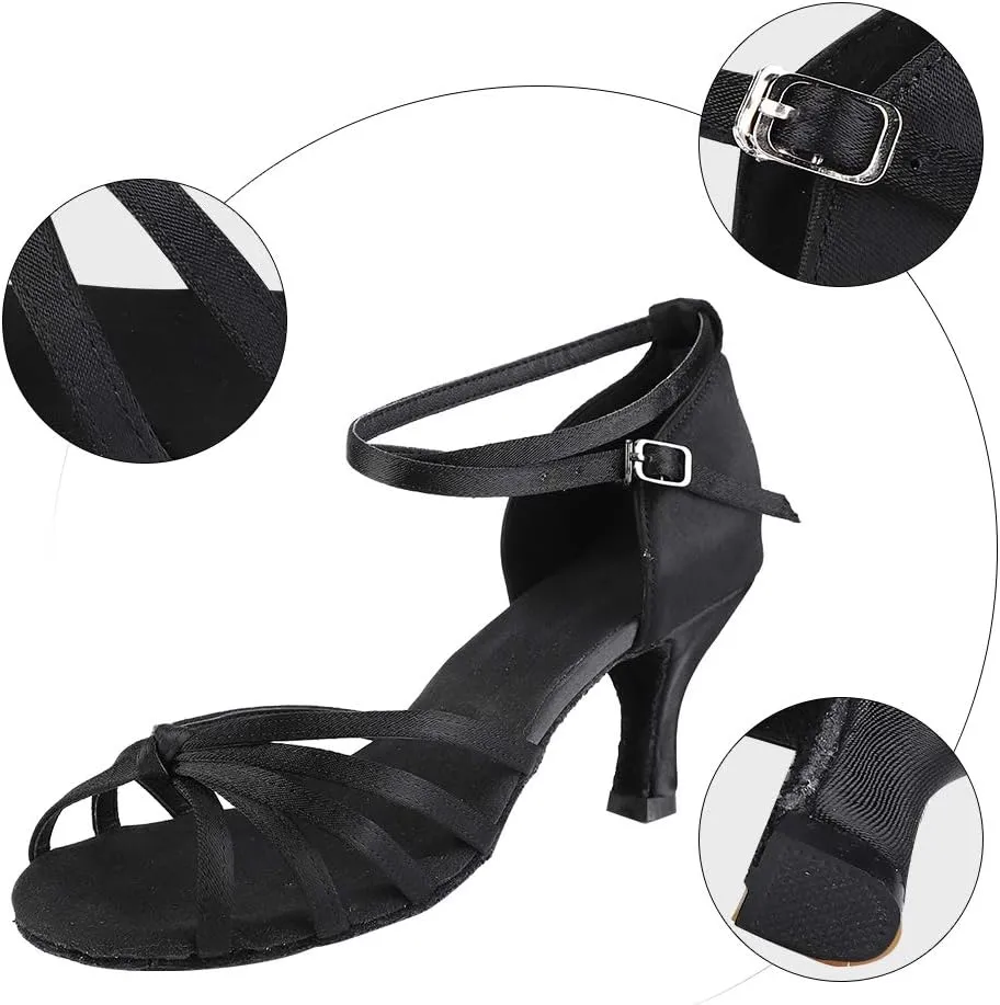 Dance Shoes, Soft Comfortable Satin Latin Dance Shoes High Heel Ballroom Shoes Fashion Women Dance Shoe Size 36-40