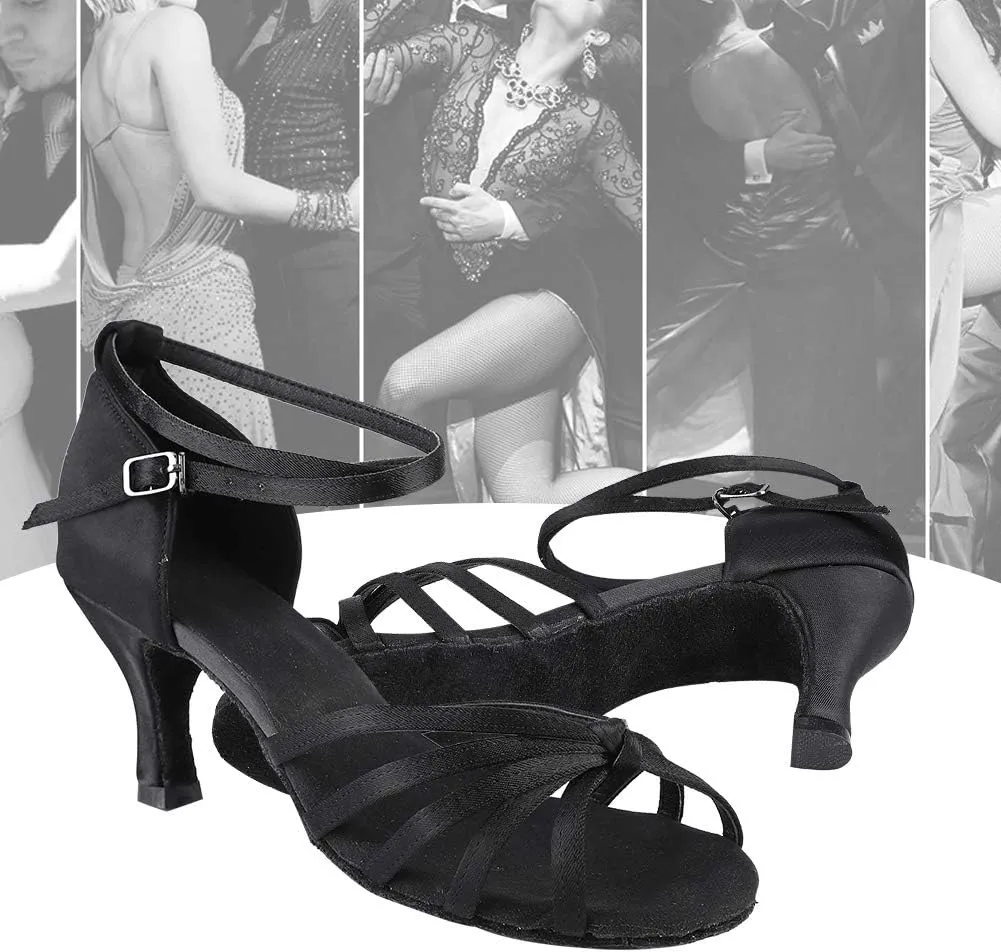 Dance Shoes, Soft Comfortable Satin Latin Dance Shoes High Heel Ballroom Shoes Fashion Women Dance Shoe Size 36-40