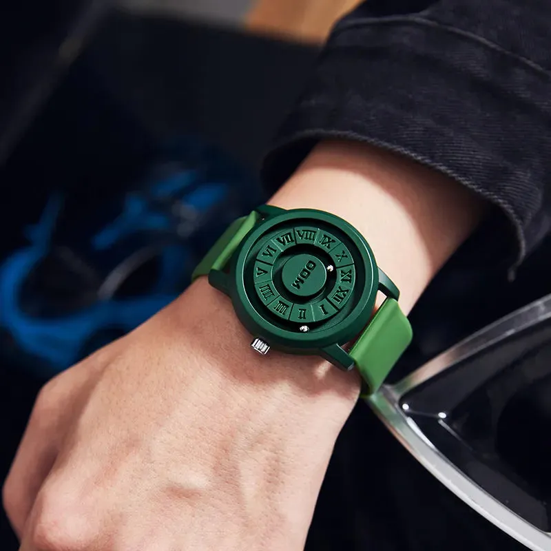 DOM trend personality high-tech couple neutral watch Creative roller pointer magnetic men's and women's fashion water resistant watch