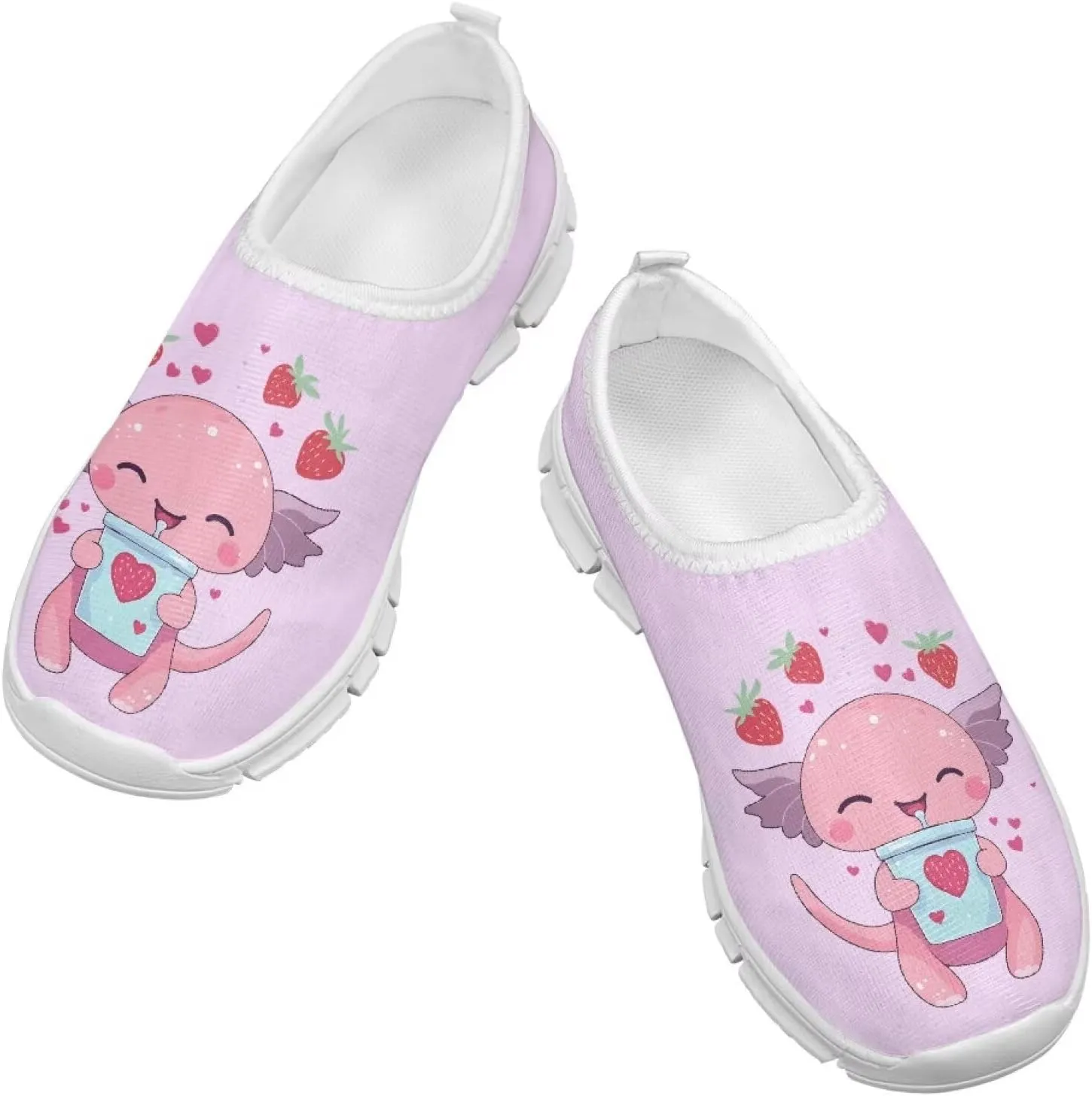Doojoayie Axolotl Shoes for Girls Gym Shoes Slip On Shoes for Child Back to School Casual