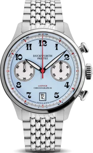 Duckworth Prestex Lostock Blue 40mm Quartz Chronograph Bracelet