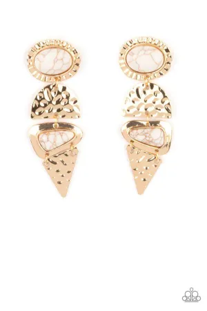 Earthy Extravagence Gold & White Stone Earrings - Paparazzi Accessories