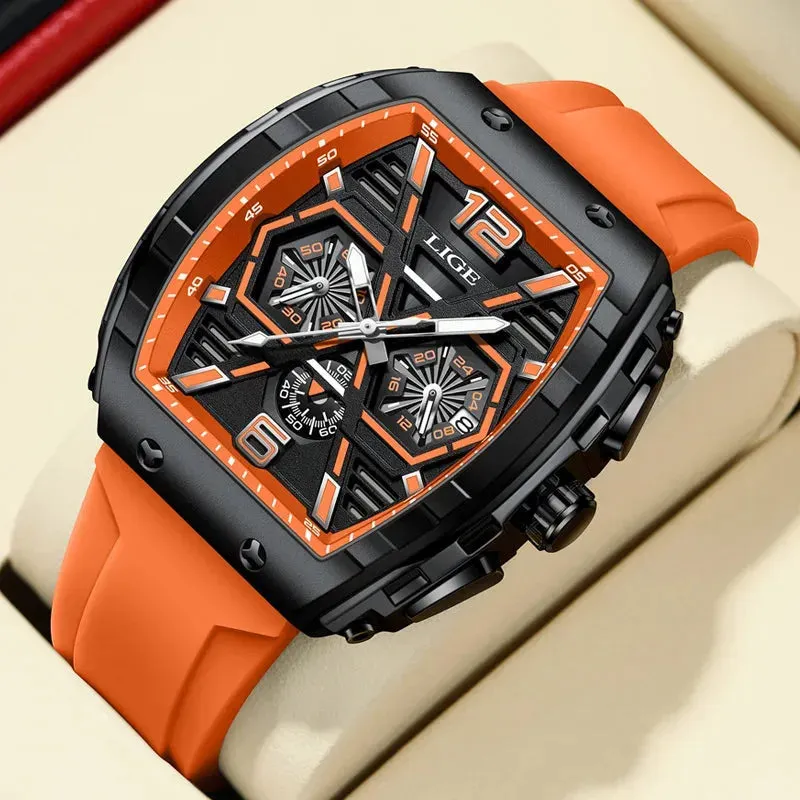 Elegance® Radiant Luxe 89108 Men Watch Luxury Waterproof Quartz Wristwatch Raise Wrist Luminous Date Sports Silicone Clock Man Watches