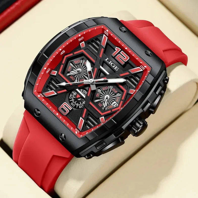 Elegance® Radiant Luxe 89108 Men Watch Luxury Waterproof Quartz Wristwatch Raise Wrist Luminous Date Sports Silicone Clock Man Watches