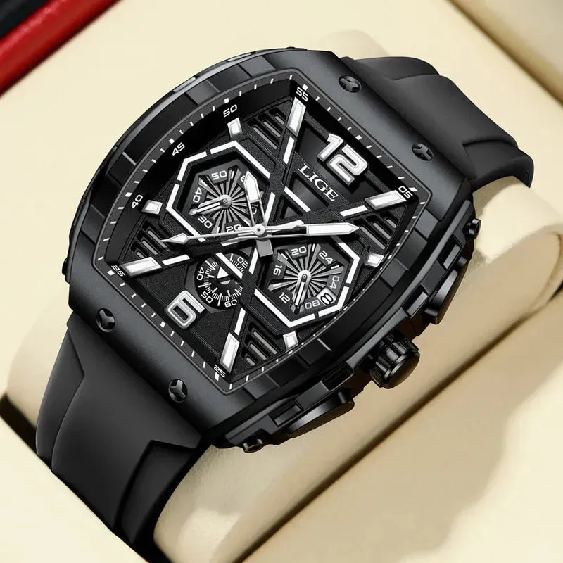 Elegance® Radiant Luxe 89108 Men Watch Luxury Waterproof Quartz Wristwatch Raise Wrist Luminous Date Sports Silicone Clock Man Watches