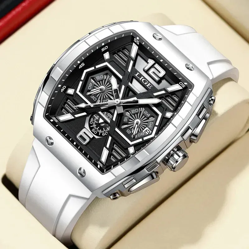 Elegance® Radiant Luxe 89108 Men Watch Luxury Waterproof Quartz Wristwatch Raise Wrist Luminous Date Sports Silicone Clock Man Watches