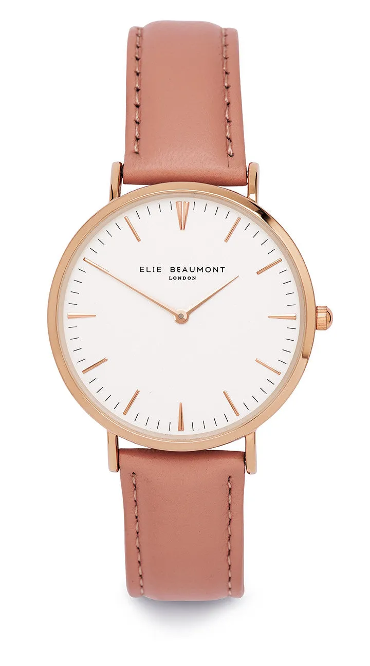Elie Beaumont Oxford Large Ladies Watch - Black Nappa Leather