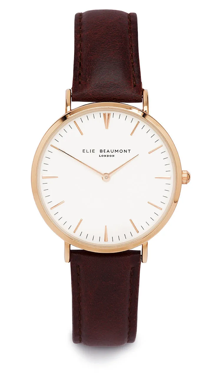 Elie Beaumont Oxford Large Ladies Watch - Black Nappa Leather