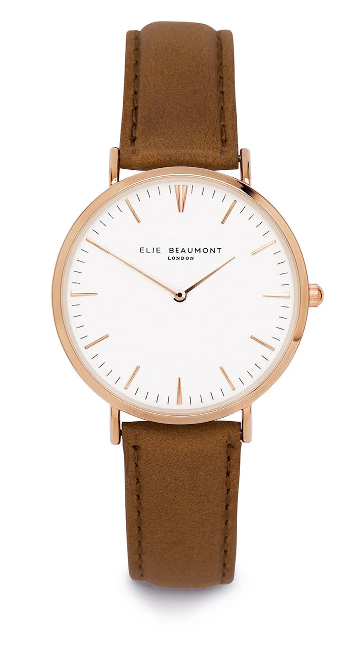Elie Beaumont Oxford Large Ladies Watch - Black Nappa Leather