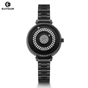 EUTOUR Quartz Watch Limited Edition Luxury Homemade Jewelry Crystal Set Ladies Designer Stainless Steel Strap