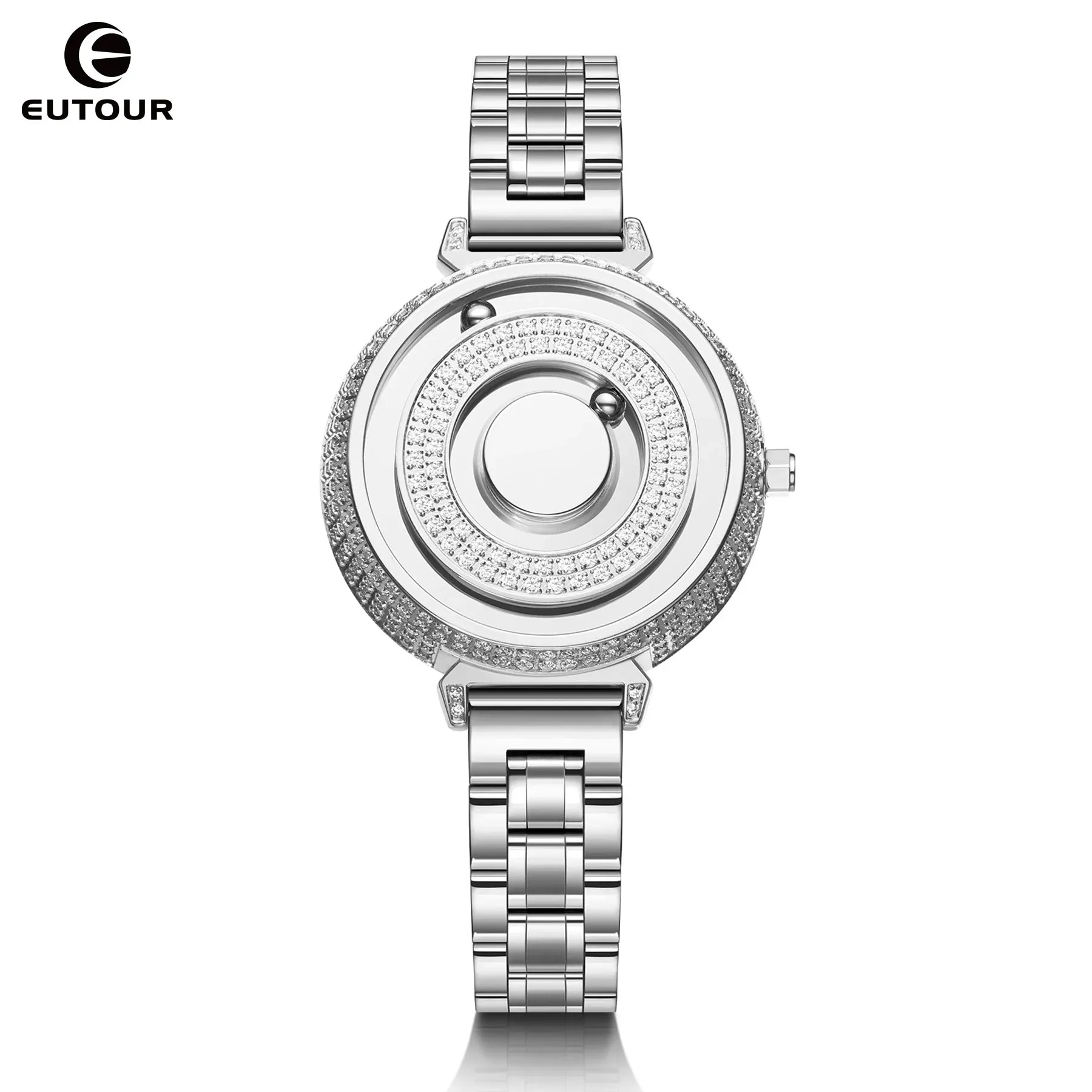 EUTOUR Quartz Watch Limited Edition Luxury Homemade Jewelry Crystal Set Ladies Designer Stainless Steel Strap