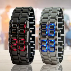 Faceless Unisex Stainless Steel Titanium Waterproof LED Watch