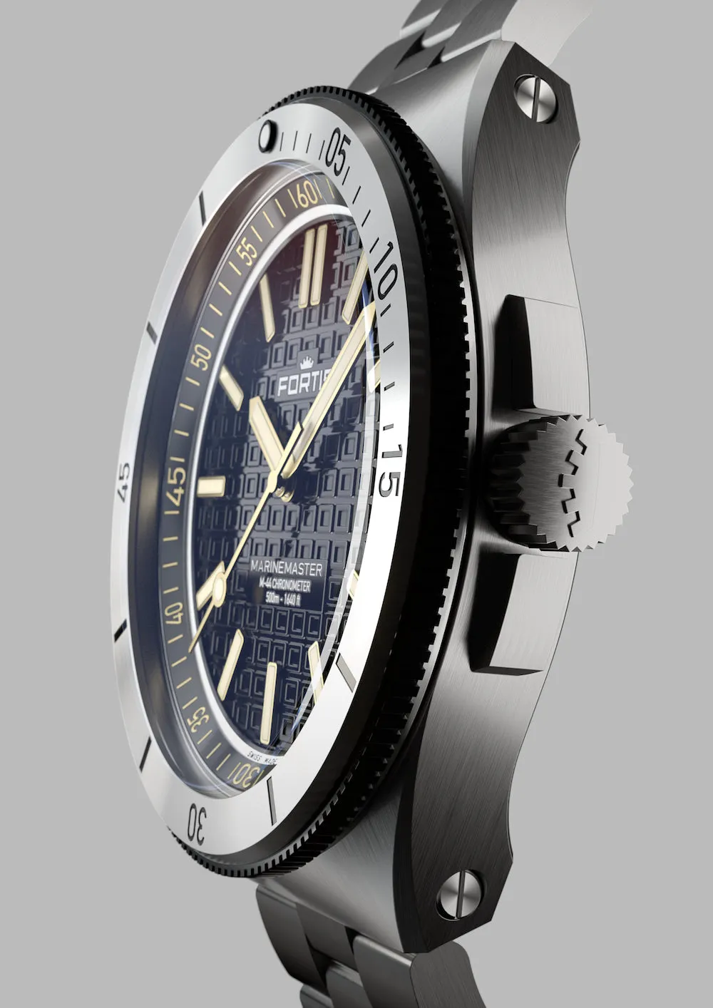 Fortis Marinemaster M 44 Black Resin Bracelet