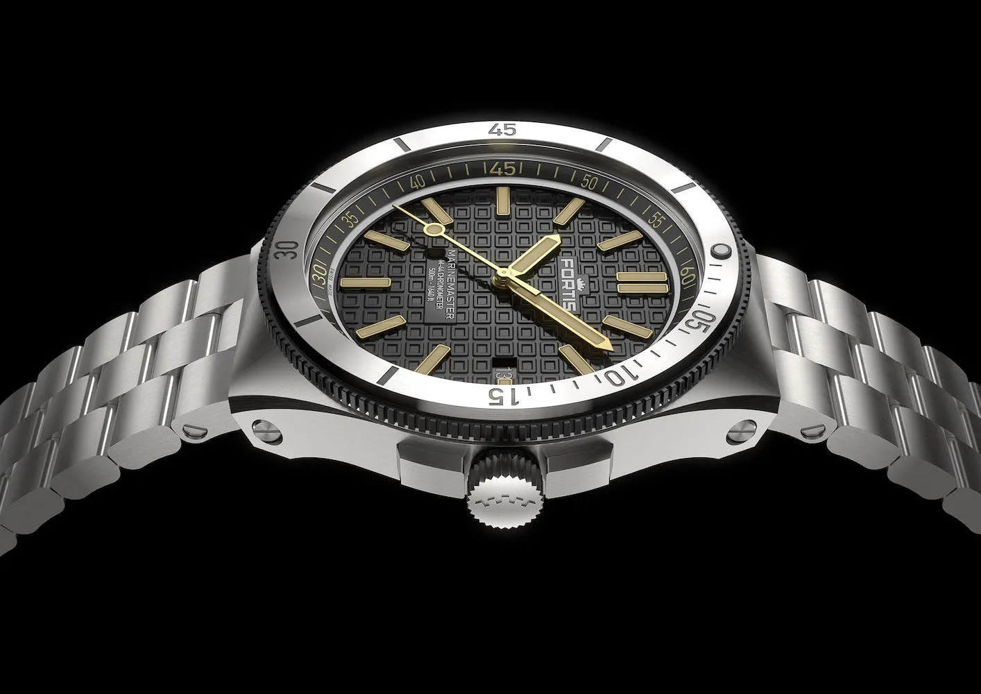 Fortis Marinemaster M 44 Black Resin Bracelet