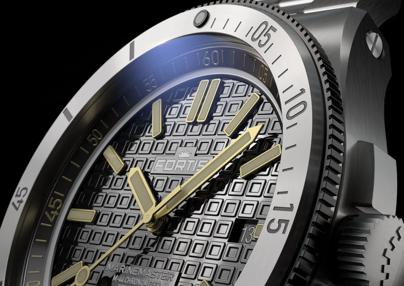 Fortis Marinemaster M 44 Black Resin Bracelet