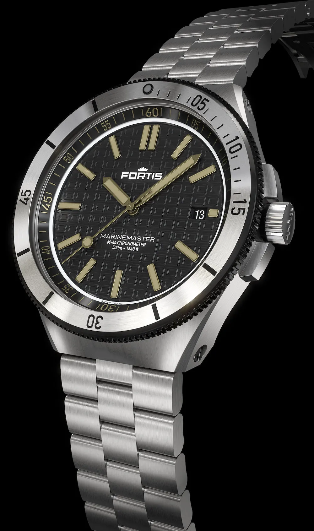 Fortis Marinemaster M 44 Black Resin Bracelet