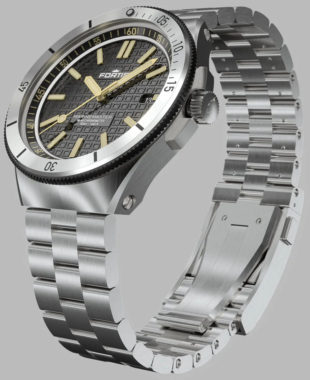 Fortis Marinemaster M 44 Black Resin Bracelet