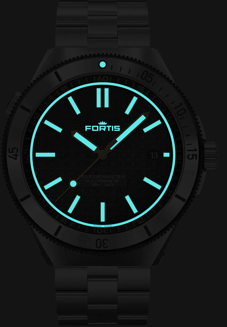 Fortis Marinemaster M 44 Black Resin Bracelet