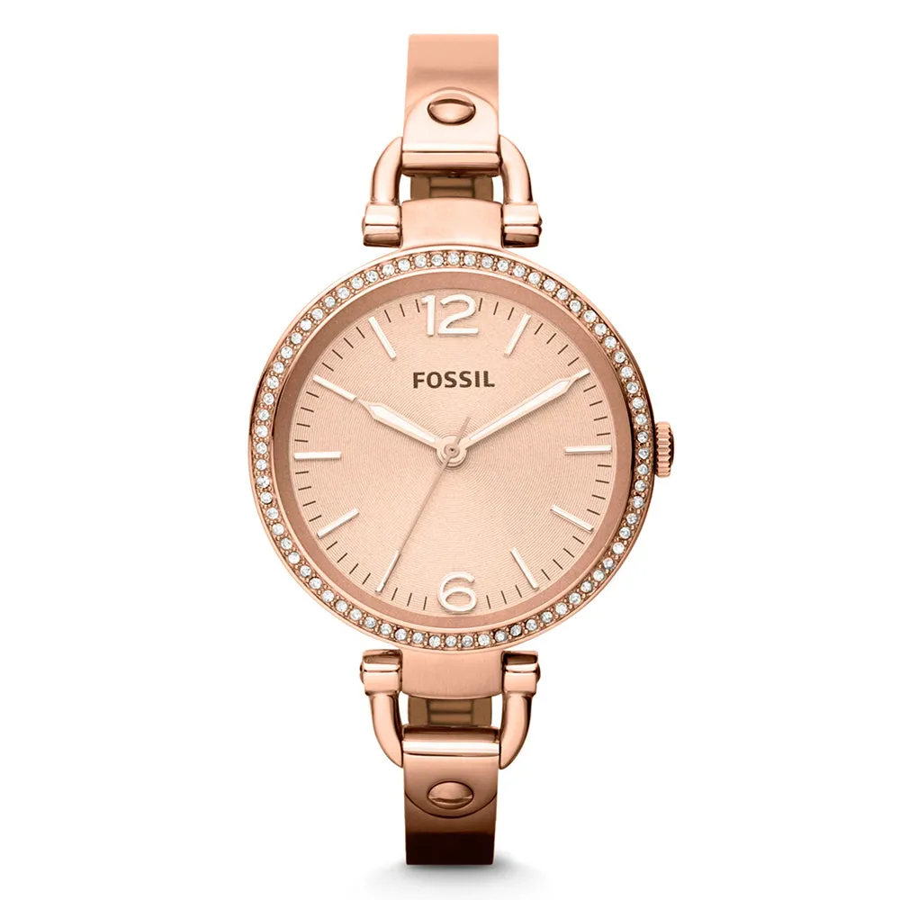 Fossil Women's Georgia Glitz Crystal Analog Stainless Watch - Rose Gold Bracelet - Rose Gold Dial - ES3226