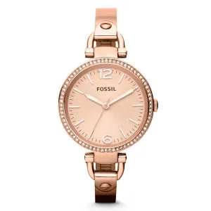 Fossil Women's Georgia Glitz Crystal Analog Stainless Watch - Rose Gold Bracelet - Rose Gold Dial - ES3226