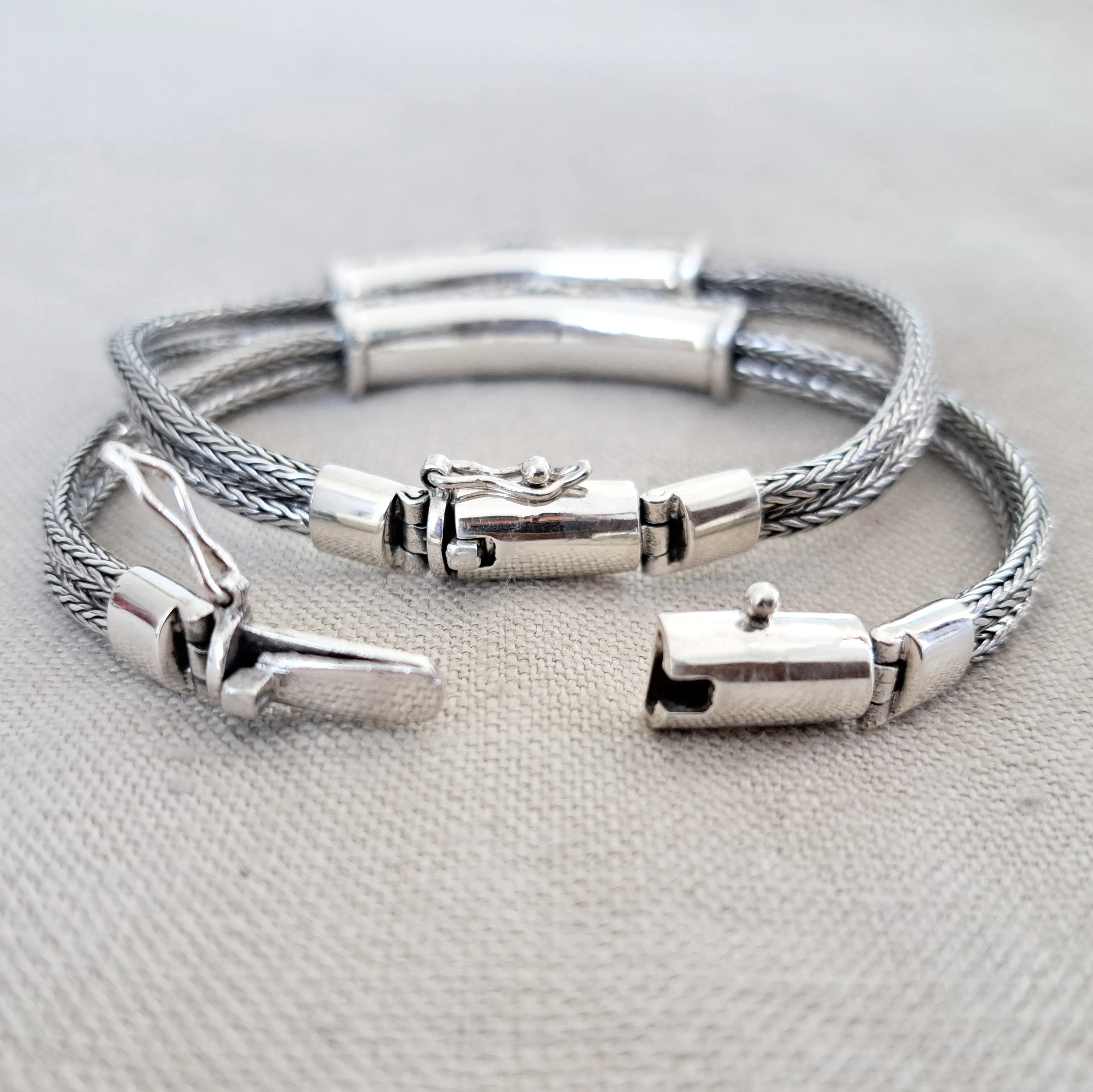 Gemstone .925 Sterling Silver Bracelet with 14kt Gold Inlay from Bali